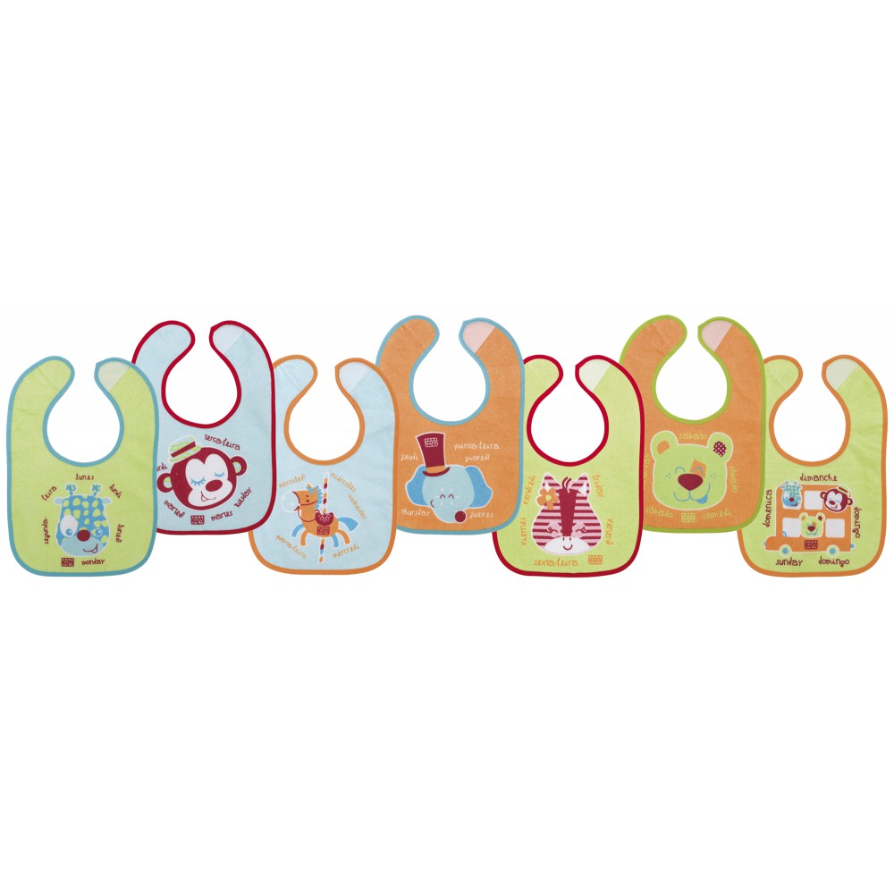 Conjunto de babetes Saro 7 dias com velcro (cj. 7)