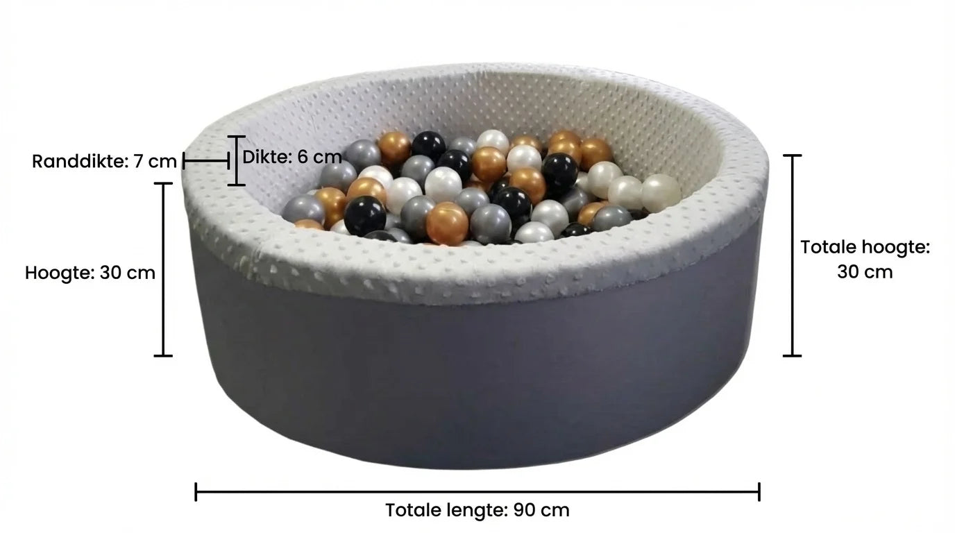 Piscina de bolas 90x30 cm com 200 bolas capa lavável cinzento e branco