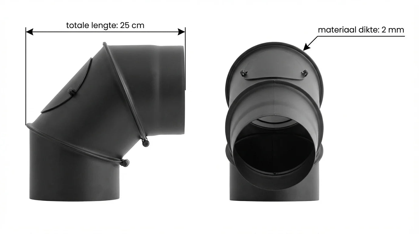 Curva de chaminé 90 graus aço 2 mm Ø 120 mm preta