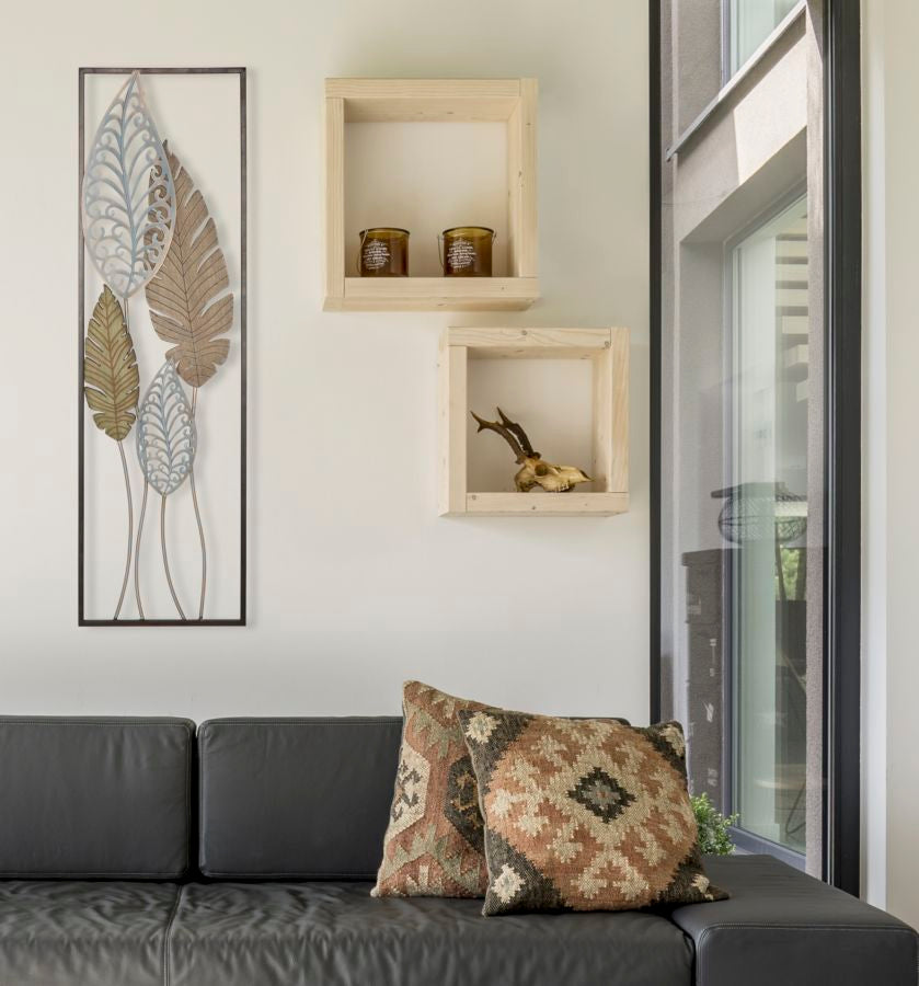 Painel em Ferro E Madeira Foglie -B- Cm 30,5x2,5x99,5