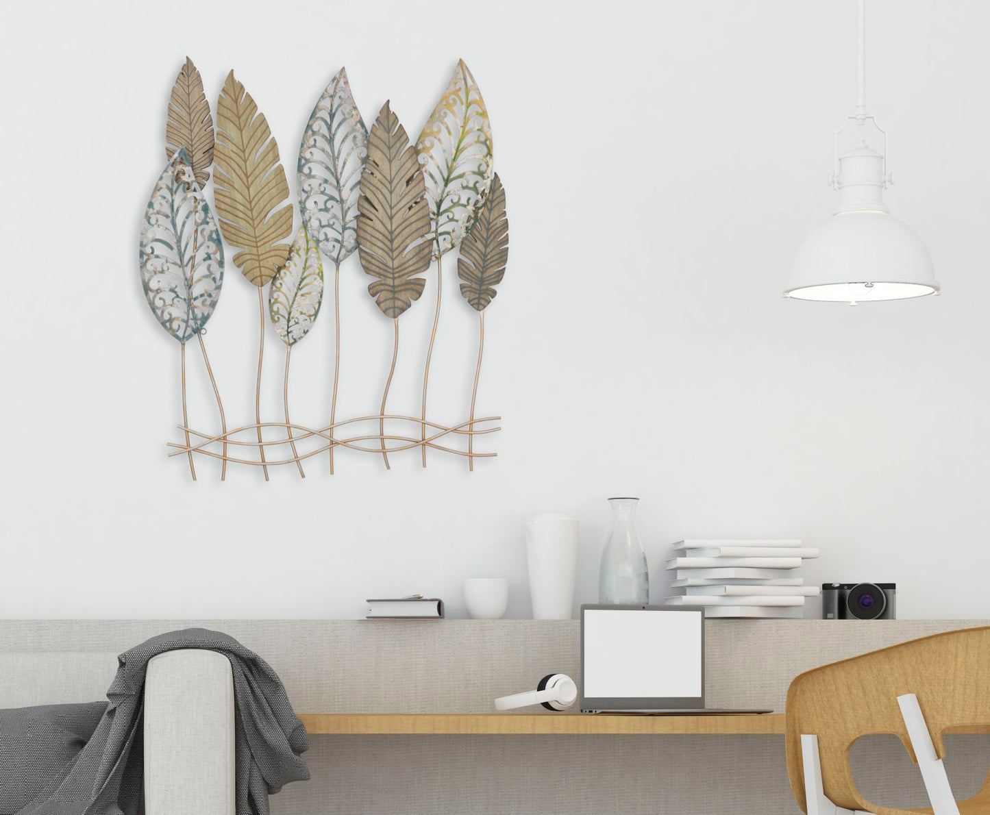 Painel em Ferro E Madeira Foglie -C- Cm 75x2,5x87