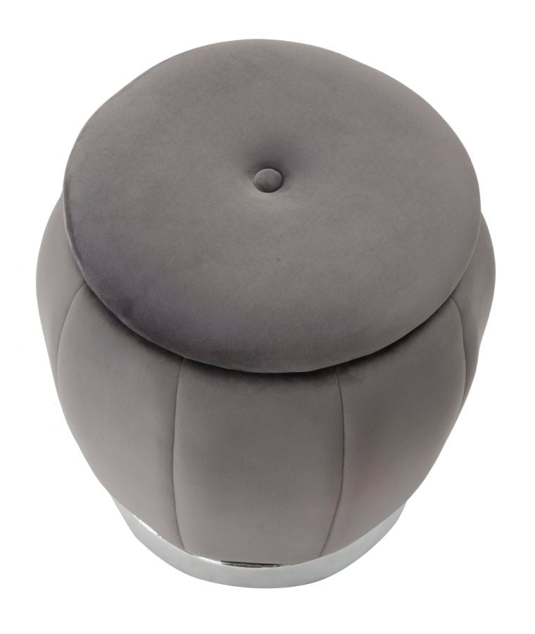 Pufe recipiente Paris Grigio Prateado Cm ø 43x43