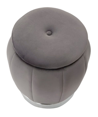 Pufe recipiente Paris Grigio Prateado Cm ø 43x43