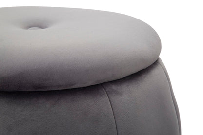 Pufe recipiente Paris Grigio Prateado Cm ø 43x43