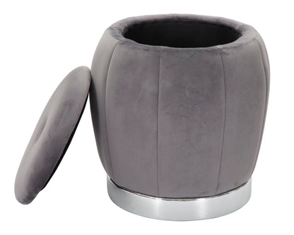 Pufe recipiente Paris Grigio Prateado Cm ø 43x43