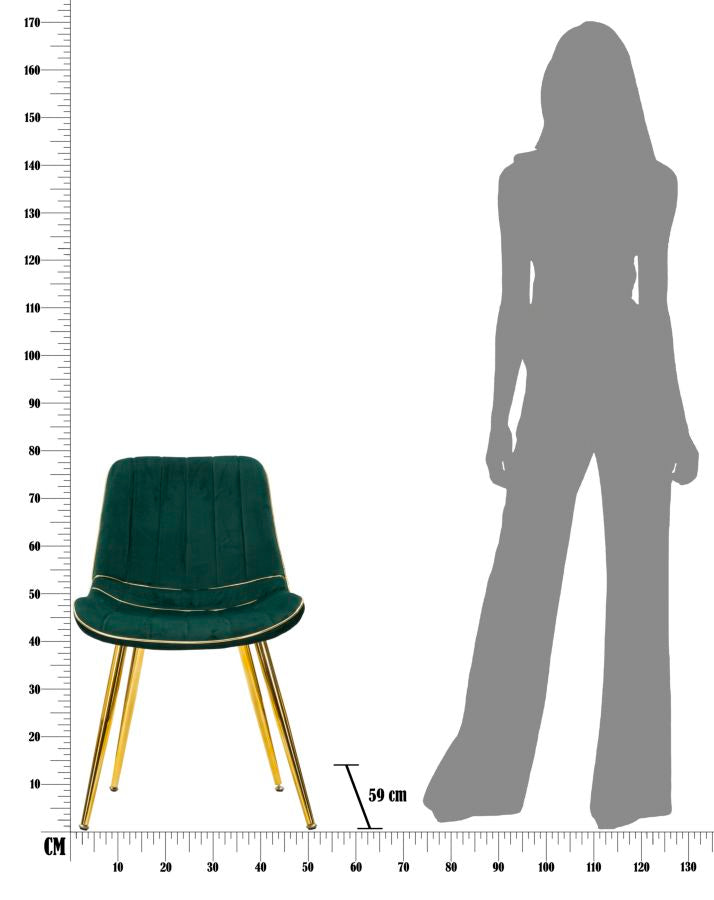 Cadeira Paris Verde Dourado Conjunto 2 Un. Cm 51x59x79