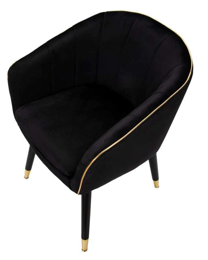 Poltrona Paris Preta Dourado Cm 62x58x78