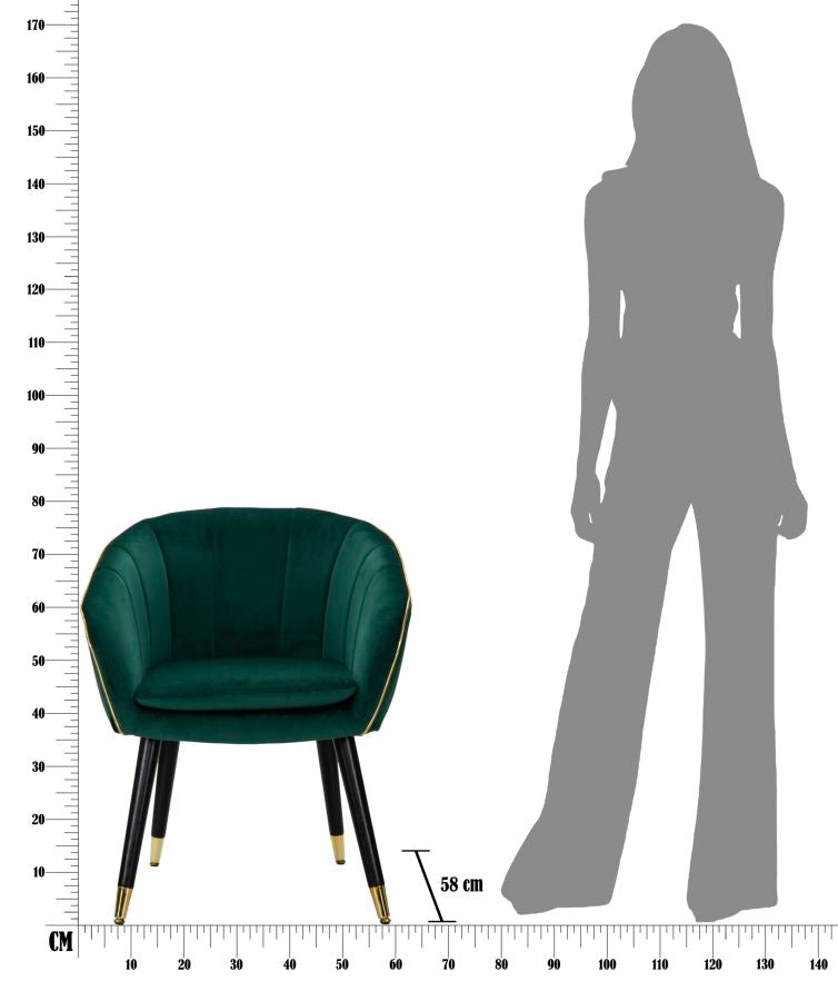 Poltrona Paris Verde Dourado Cm 62x58x78