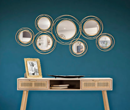 Painel Espelho Dourado Redondo Cm 124,5x4x53,5