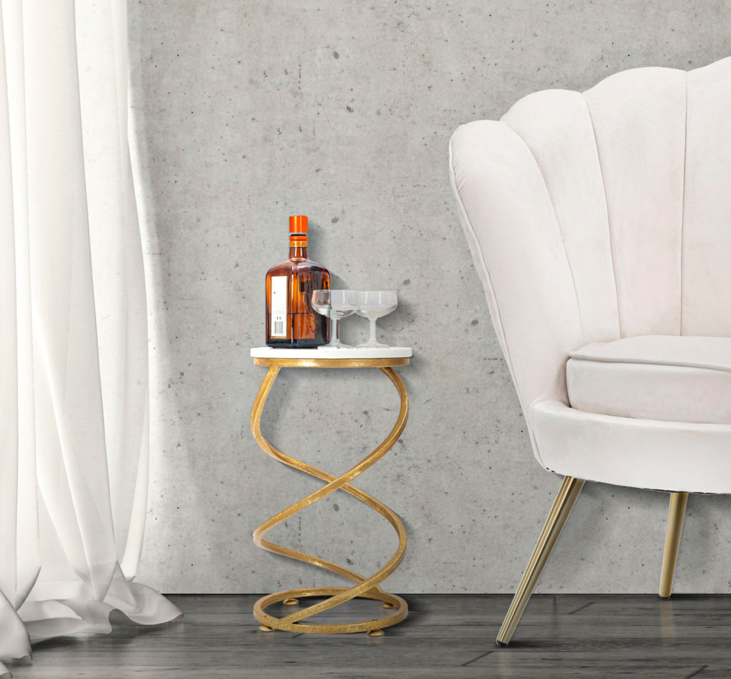 Mesa Auxiliar Spiral Marble Cm ø 27,5x47,5
