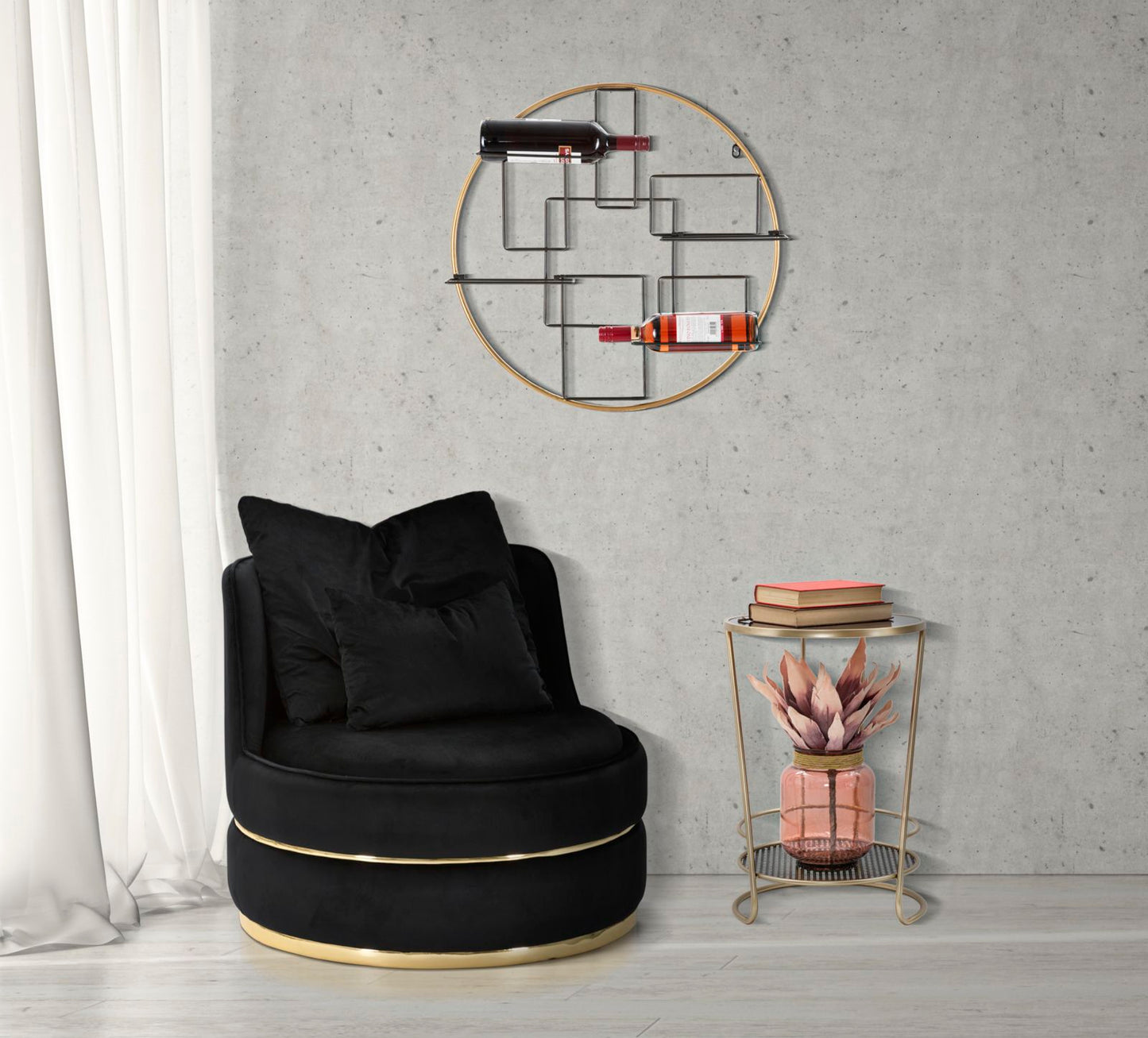 Poltrona Paris Space Preto Dourado Cm ø 84x72