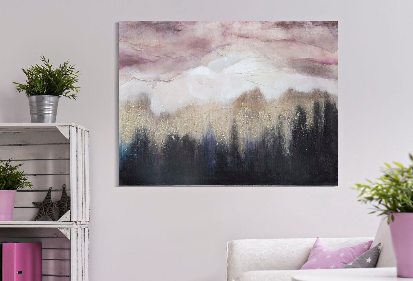 Pintura Sobre Tela Pink Mountain Cm 80x2,7x60