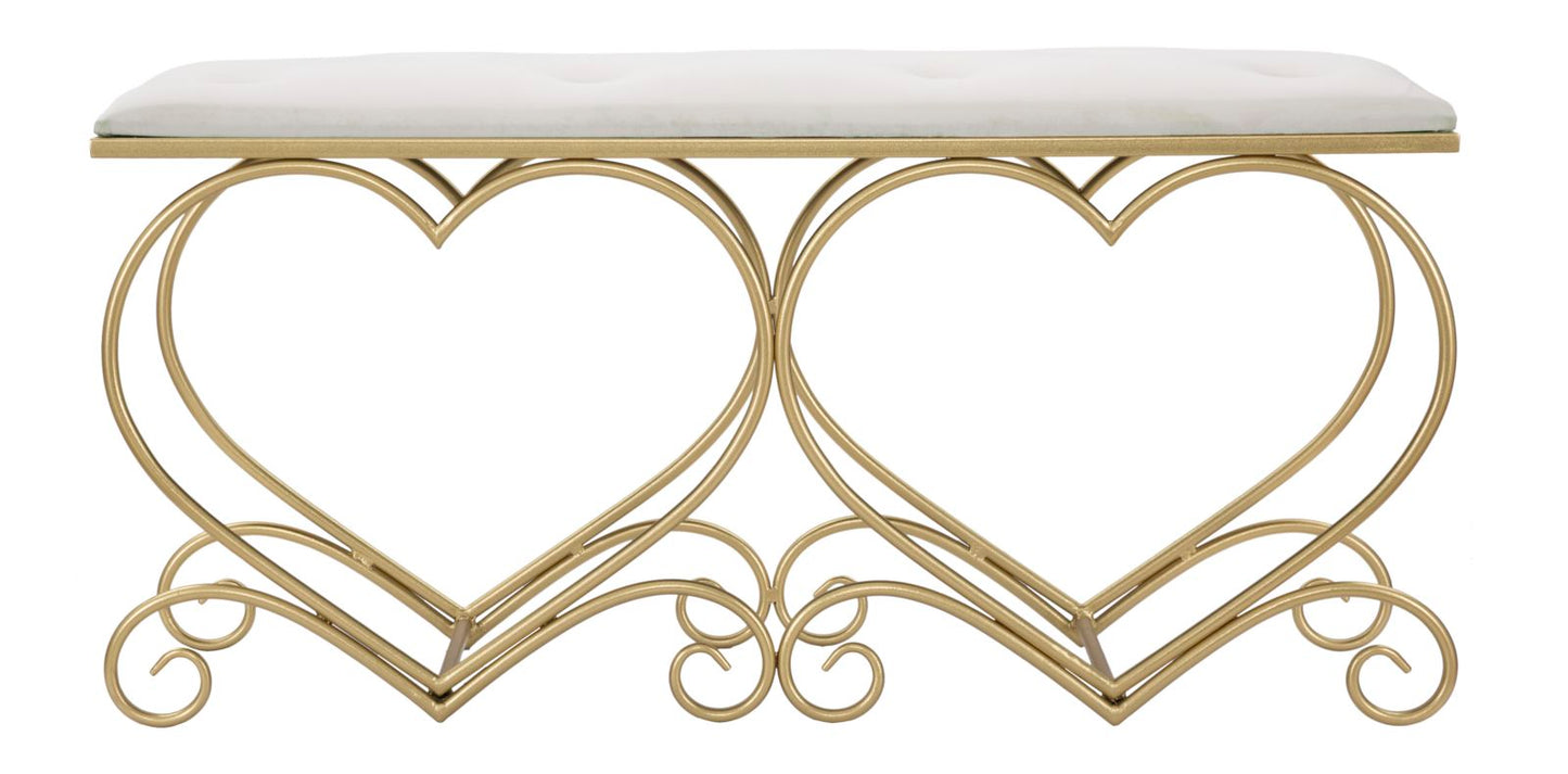 Banco Coração Creme Cm 105x37,5x51,5