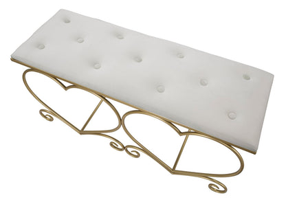Banco Coração Creme Cm 105x37,5x51,5