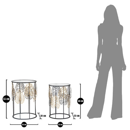 Mesa Auxiliares Foglie Glam Par Cm ø 38x55-33x50