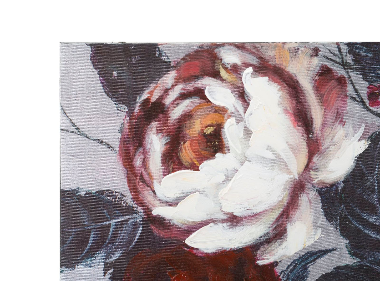 Pintura Sobre Tela Branco Vermelho Flor Darkback Cm 120x3,7x60