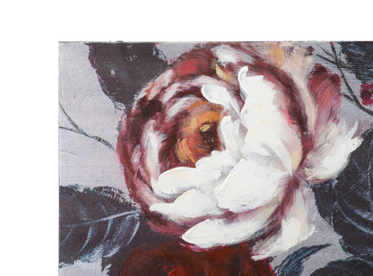 Pintura Sobre Tela Branco Vermelho Flor Darkback Cm 120x3,7x60