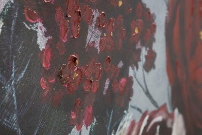 Pintura Sobre Tela Branco Vermelho Flor Darkback Cm 120x3,7x60