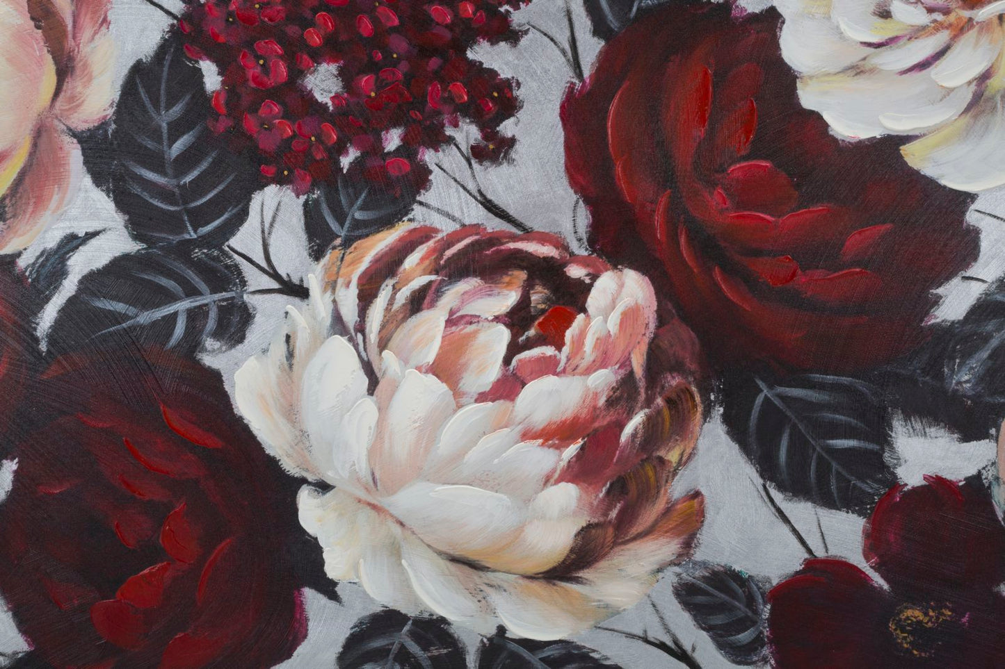 Pintura Sobre Tela Branco Vermelho Flor Lightback 150x3,8x76