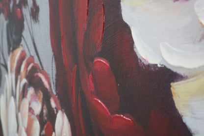 Pintura Sobre Tela Branco Vermelho Flor Lightback 150x3,8x76