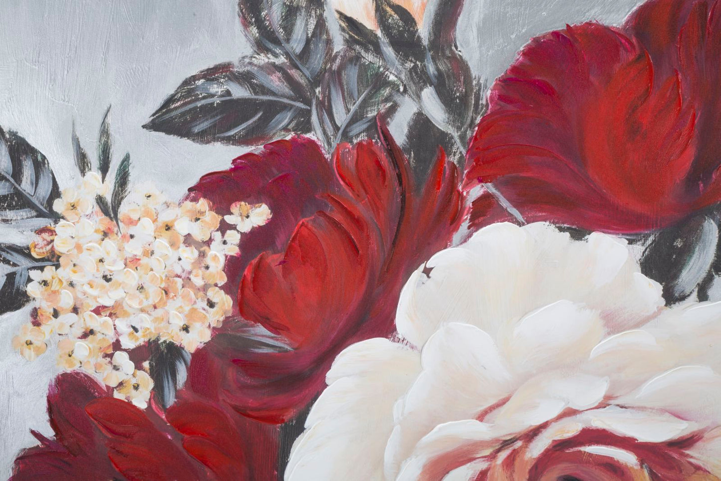 Pintura Sobre Tela Vermelho Flor Quadrado Cm 90x3,7x90
