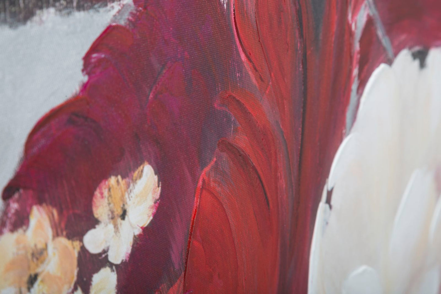 Pintura Sobre Tela Vermelho Flor Quadrado Cm 90x3,7x90