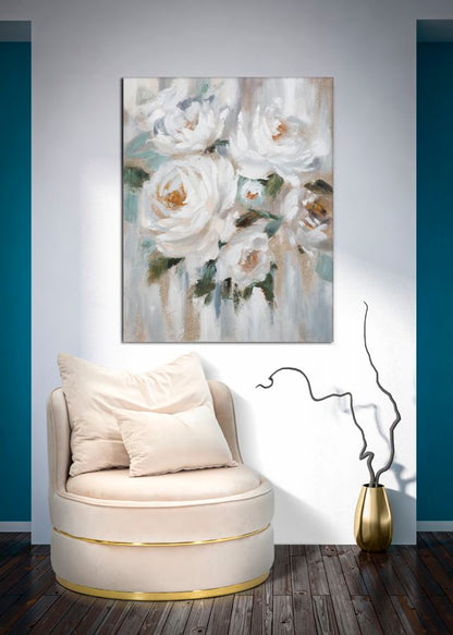 Pintura Sobre Tela Crem Flor Cm 80x3,7x100