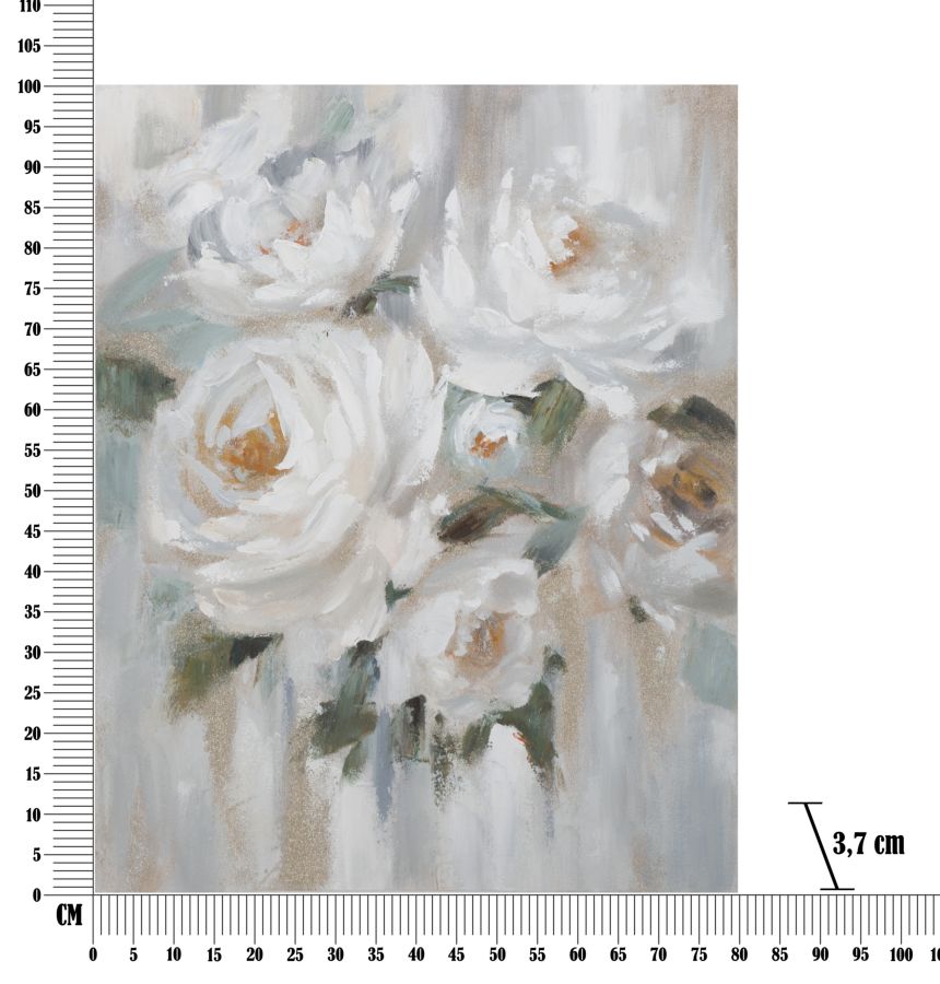 Pintura Sobre Tela Crem Flor Cm 80x3,7x100