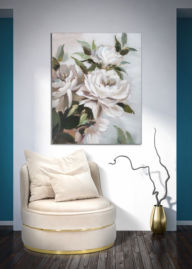 Pintura Sobre Tela Flor&folha Cm 100x3,7x80