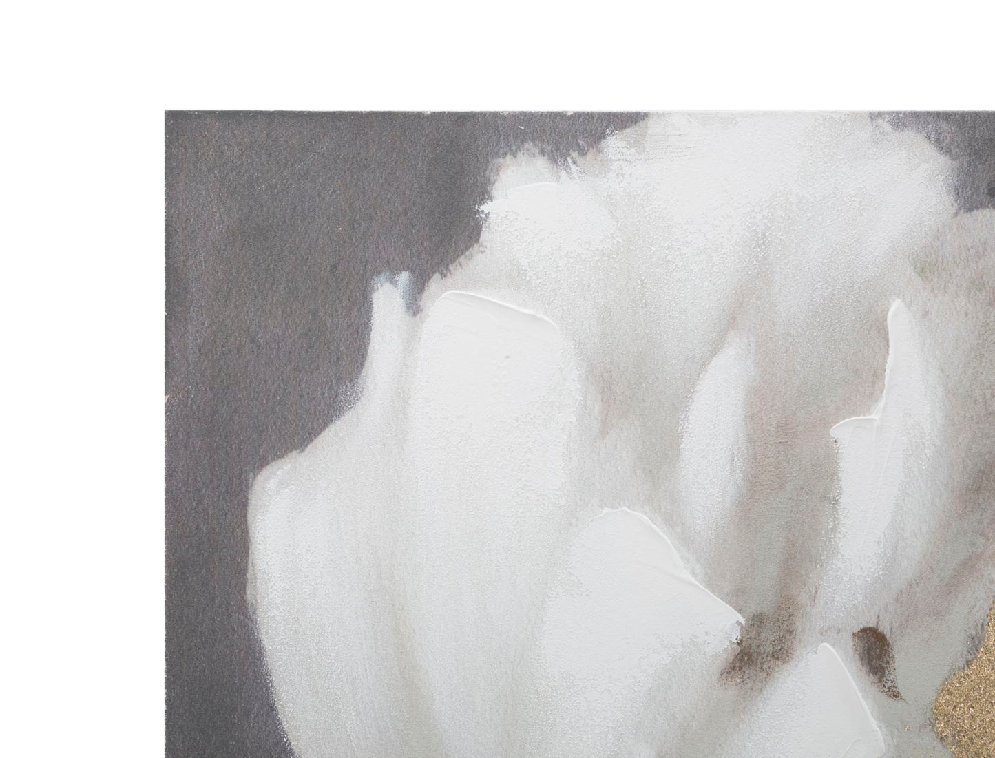 Pintura Sobre Tela Branco Dourado Flor Cm 80x3,7x100