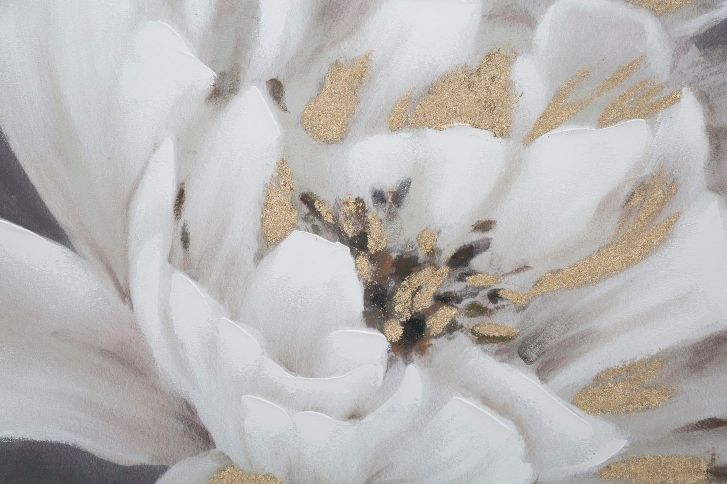 Pintura Sobre Tela Branco Dourado Flor Cm 80x3,7x100
