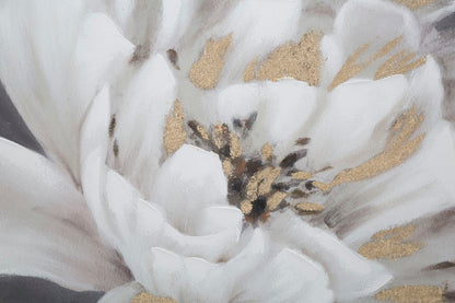 Pintura Sobre Tela Branco Dourado Flor Cm 80x3,7x100