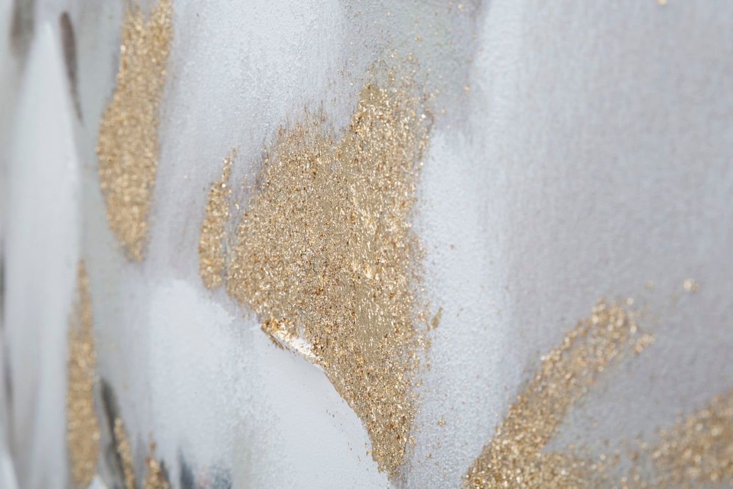 Pintura Sobre Tela Branco Dourado Flor Cm 80x3,7x100