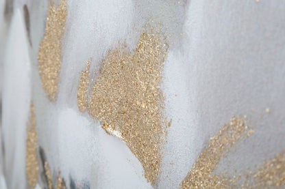 Pintura Sobre Tela Branco Dourado Flor Cm 80x3,7x100