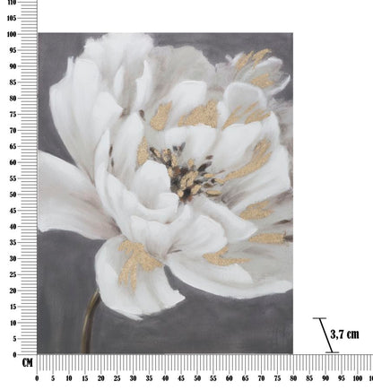 Pintura Sobre Tela Branco Dourado Flor Cm 80x3,7x100