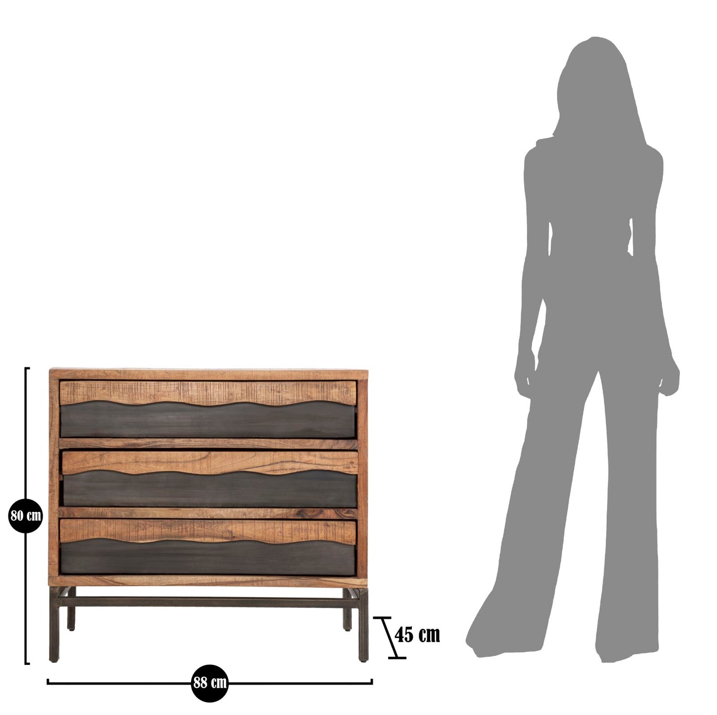 Cómoda Yellowstone Cm 88x45x80 (madeira de Acacia Nilotica)