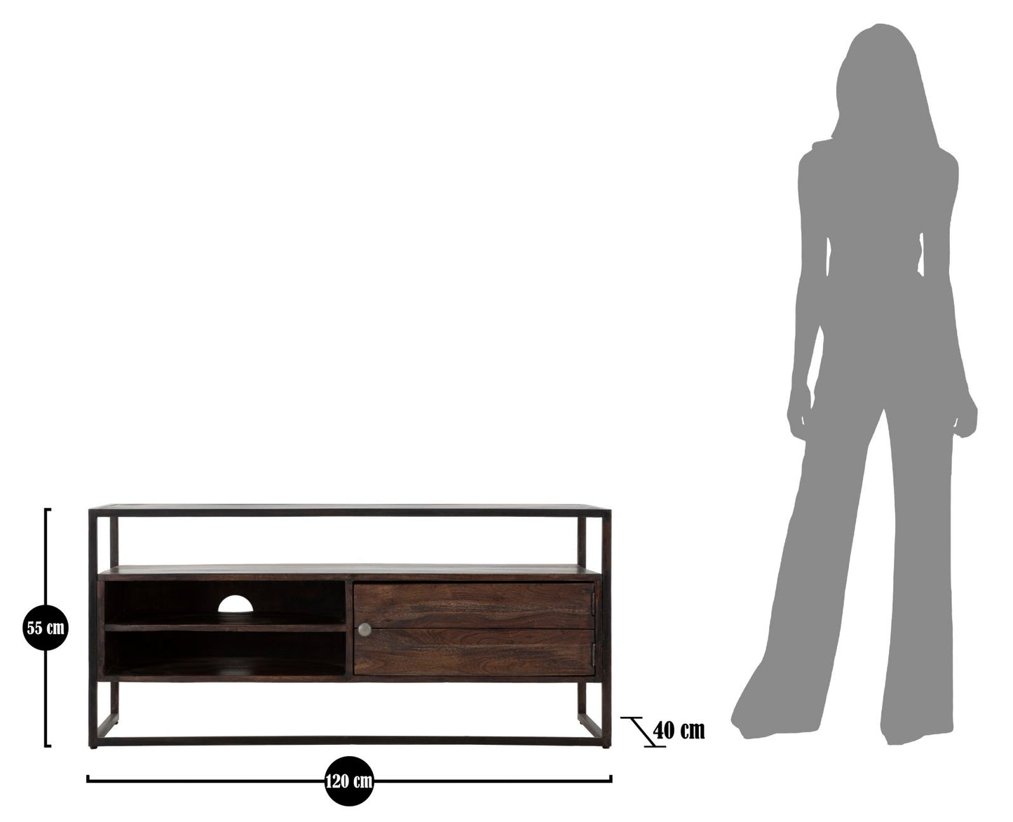 Móvel Tv Burn Cm 120x40x55 (madeira de Acacia Nilotica)