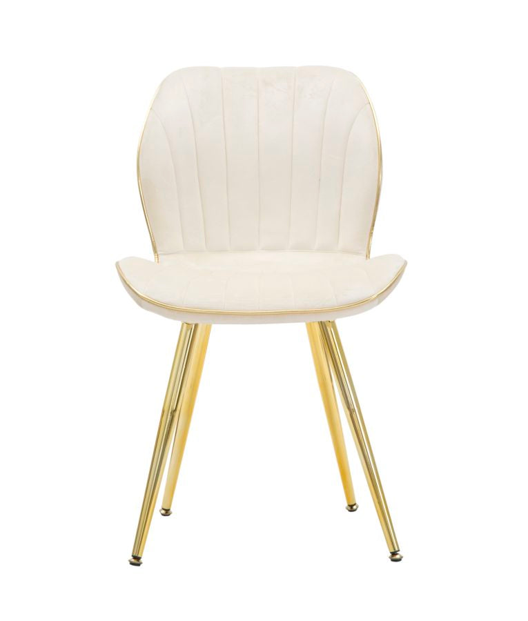 Cadeira Paris Space Creme  Dourado Conjunto 2 Un. Cm 46x58x77