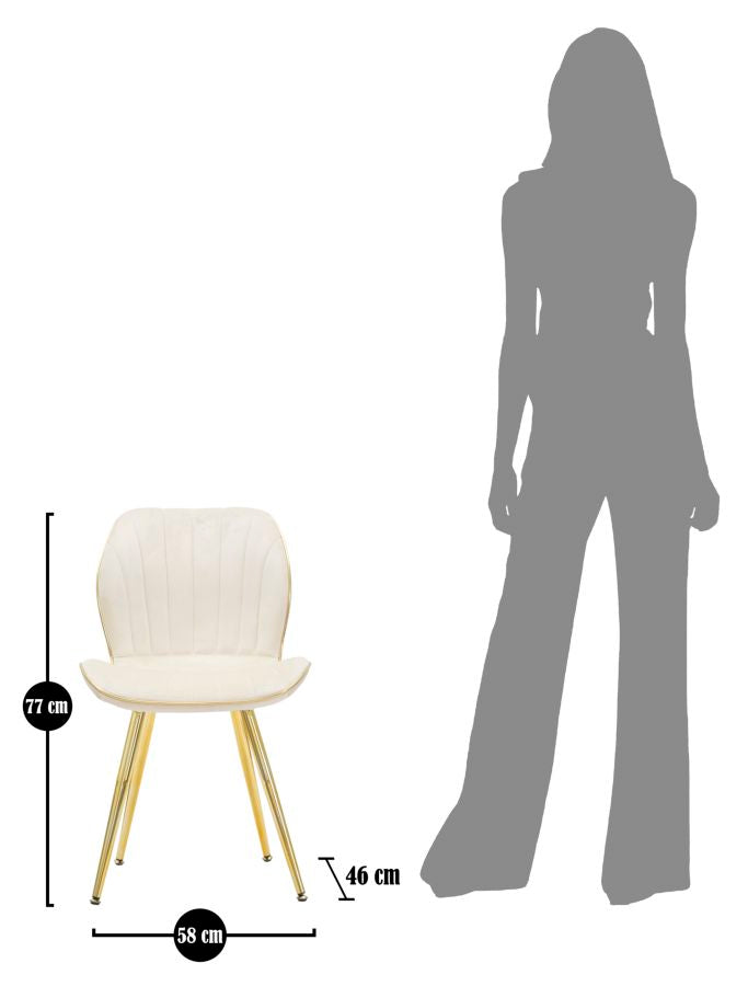 Cadeira Paris Space Creme  Dourado Conjunto 2 Un. Cm 46x58x77