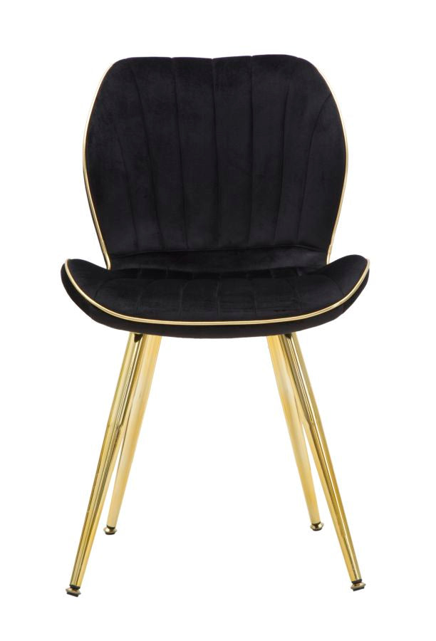 Cadeira Paris Space Preta  Dourado Conjunto 2 Un. Cm 46x58x77