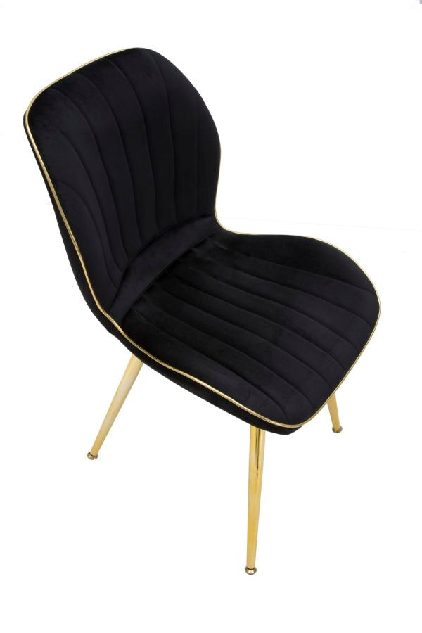 Cadeira Paris Space Preta  Dourado Conjunto 2 Un. Cm 46x58x77