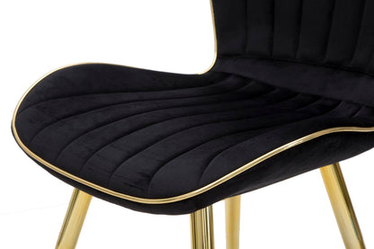 Cadeira Paris Space Preta  Dourado Conjunto 2 Un. Cm 46x58x77
