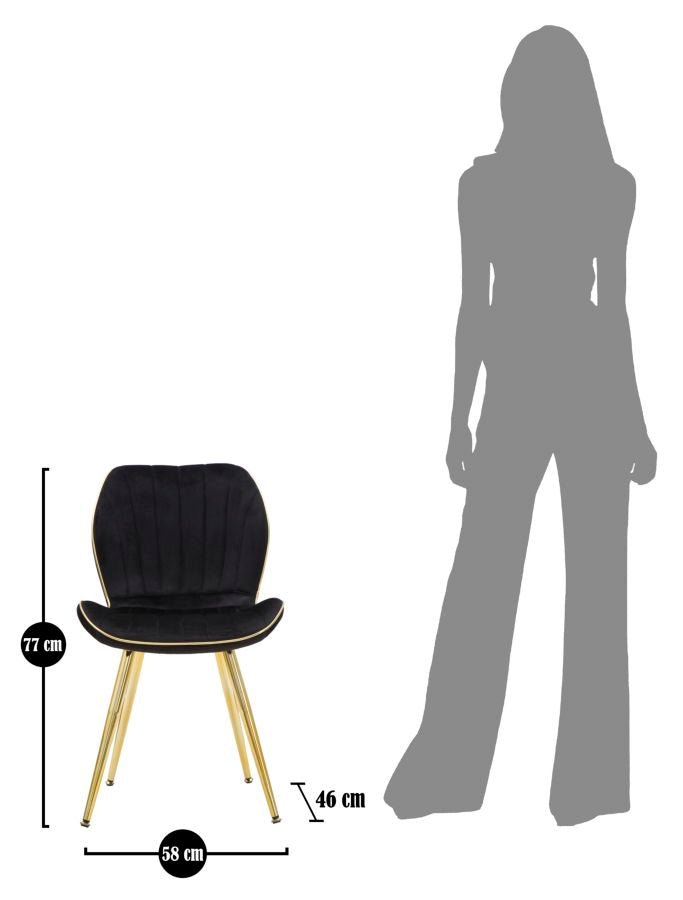 Cadeira Paris Space Preta  Dourado Conjunto 2 Un. Cm 46x58x77
