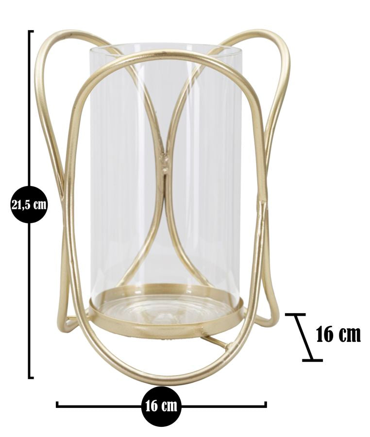 Porta velas Glox Dourado Cm ø 16x21,5