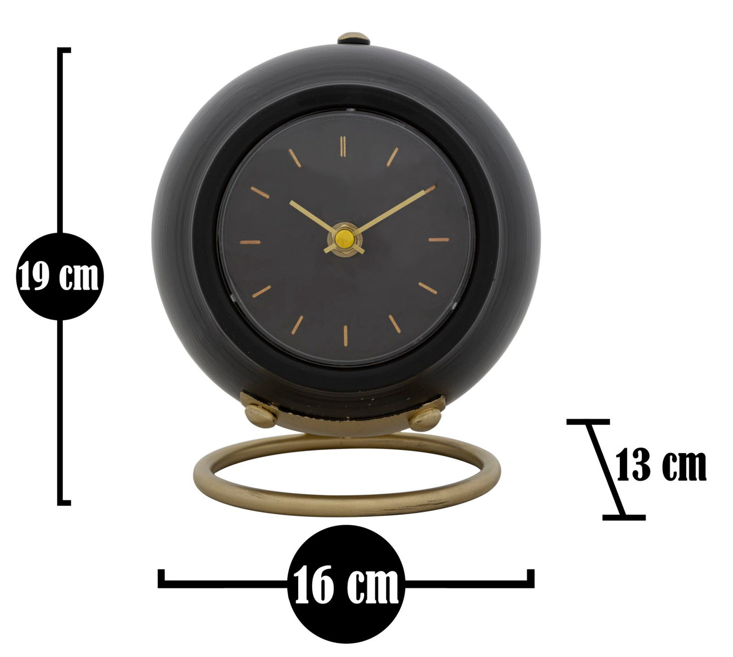 Relógio de Mesa Ball Preto Cm 16x13x19