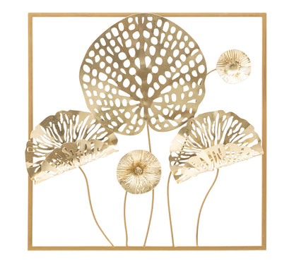 Painel em Ferro Dourado Flowers Cm 50x5x50