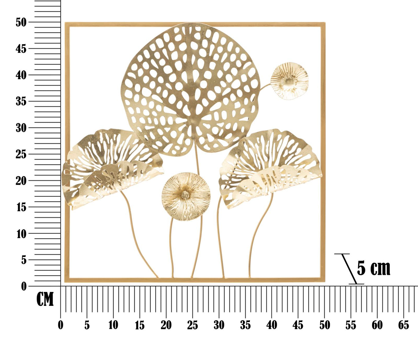 Painel em Ferro Dourado Flowers Cm 50x5x50