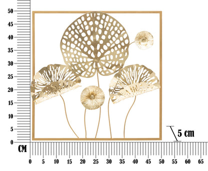 Painel em Ferro Dourado Flowers Cm 50x5x50