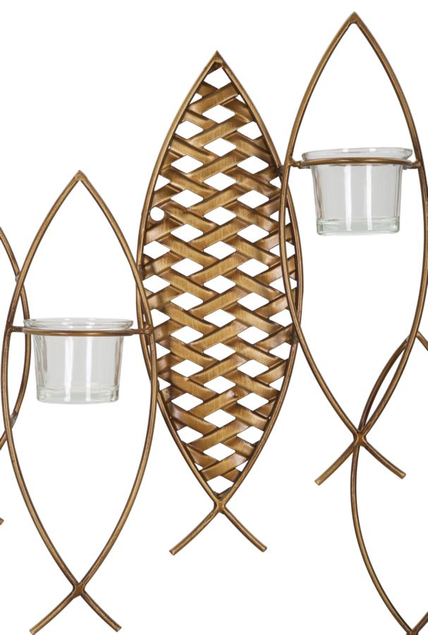 Porta velas de Parede Fish Cm 66x9x40,5