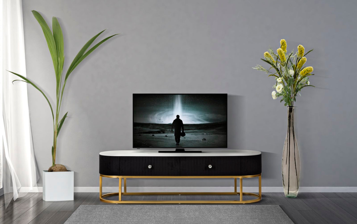 Porta Tv Montpellier Preto Cm 150x42x45